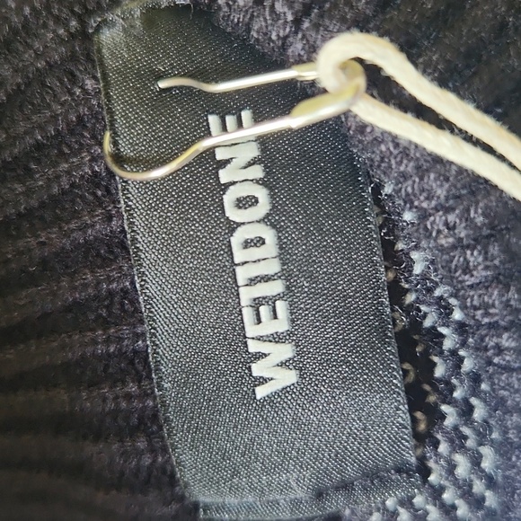 Nwt We11done Men's Thick 100% Cotton Black Sweater with White Graphic Size Small - Picture 6 of 7